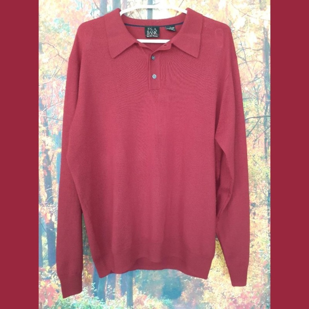Jos. A. Banks Red Merino Wool Sweater Size Large - Picture 3 of 7